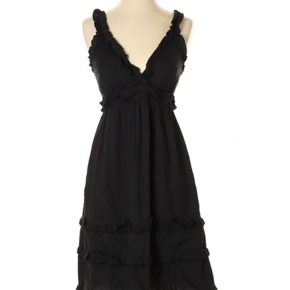 Left of Center Dress Sleeveless Black Ruffle Chic